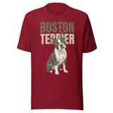 Brindle Boston Terrier Dog Unisex T-Shirt . Cardinal