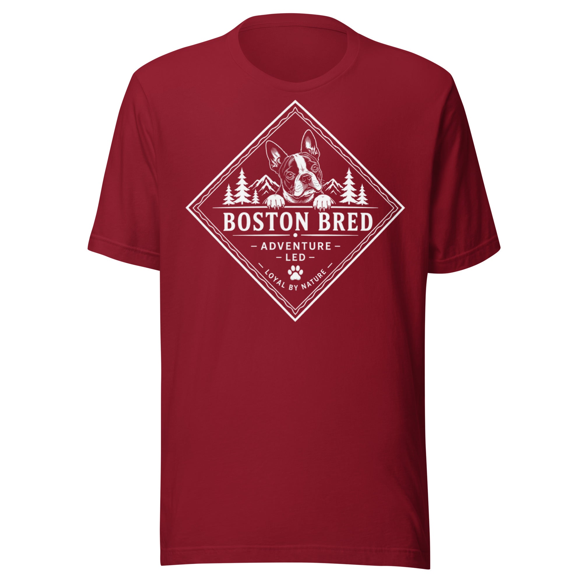 Boston Bred Adventure Led – Outdoor And Hiking Dog Lover Unisex T-Shirt . Cardinal