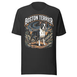 Boston Terrier Wilderness Guardian Unisex T-Shirt . Dark Grey