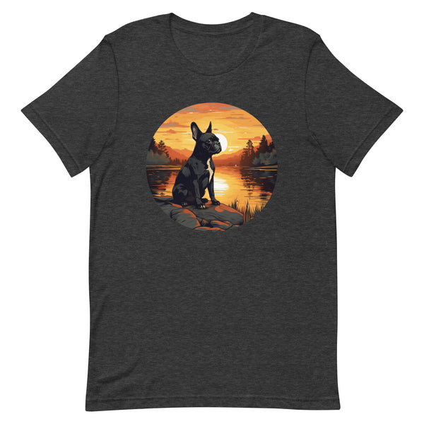 Boston Terrier Sitting By A Calm Lake Unisex T-Shirt