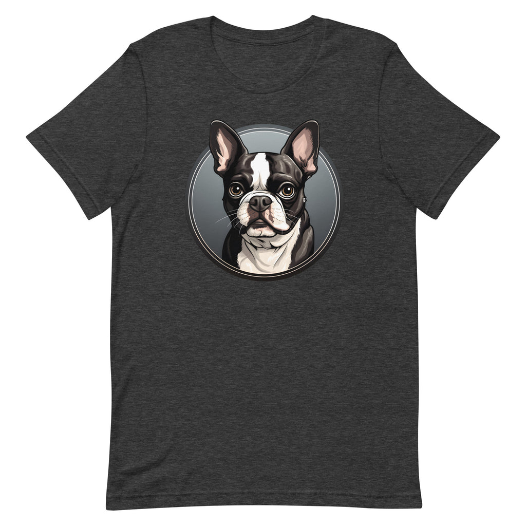 Cartoon Boston Terrier Dog Portrait Unisex T-Shirt