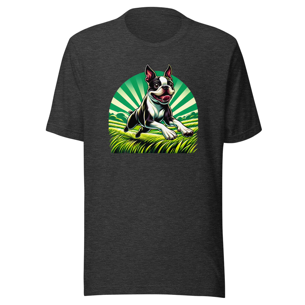 Boston Terrier Dog Running Free Unisex T-Shirt