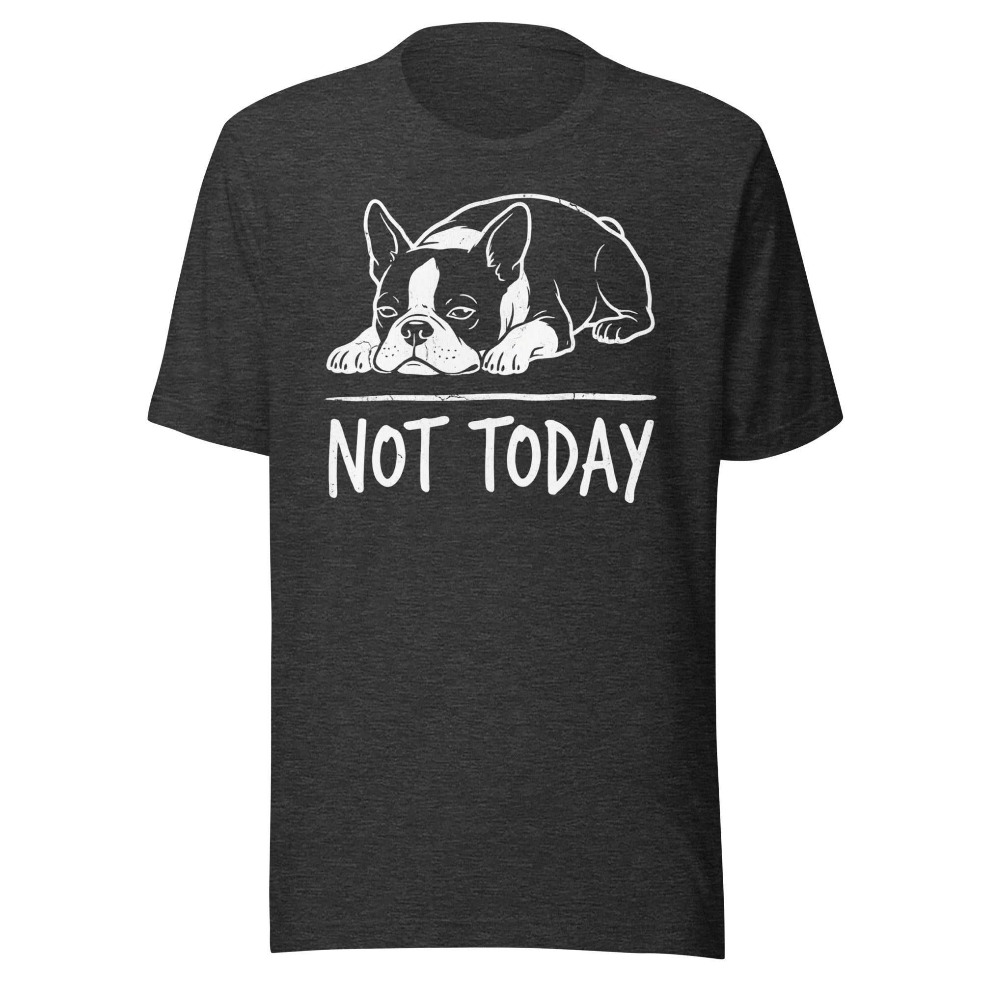 Not Today Lazy Boston Terrier Dog Unisex T-Shirt . Dark Grey Heather