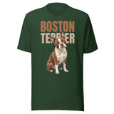 Brown Boston Terrier Dog Unisex T-Shirt . Forest