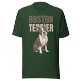 Brindle Boston Terrier Dog Unisex T-Shirt . Forest