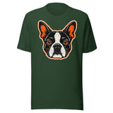 Halloween Boston Terrier Face Unisex T-Shirt . Forest