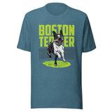 Happy Boston Terrier T-Shirt . Heather Deep Teal