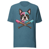 Baseball Drip Boston Terrier Dog Unisex T-Shirt . Heather Deep Teal