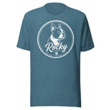 Personalized Dog Silhouette Unisex T-Shirt with Custom Name & Tagline . Heather Deep Teal