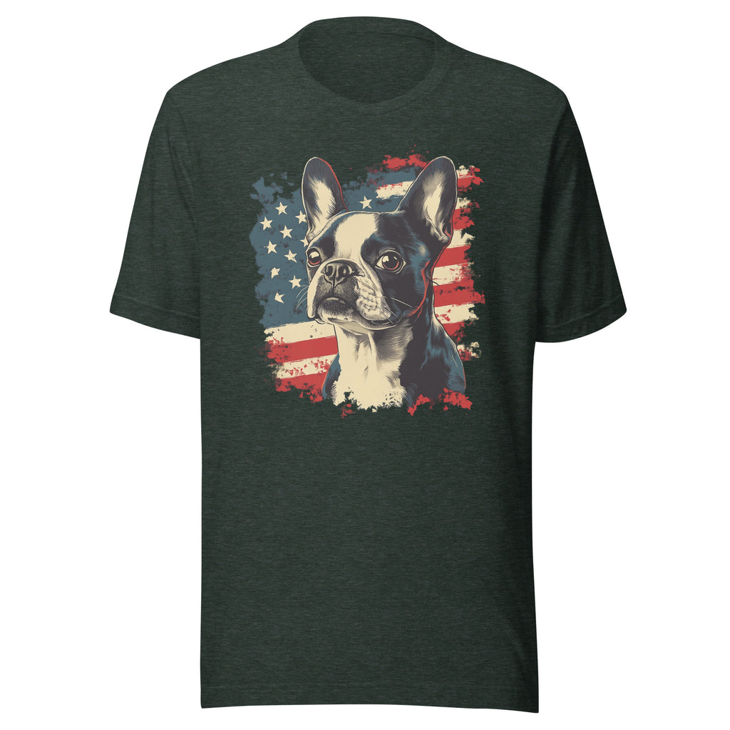 Patriotic Boston Terrier USA Flag Unisex T-Shirt