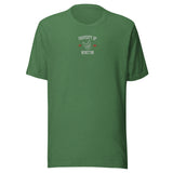 Property Of My Dog Custom Embroidered Unisex T-Shirt . Heather Grass Green