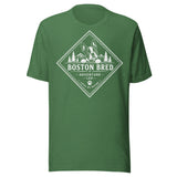 Boston Bred Adventure Led – Outdoor And Hiking Dog Lover Unisex T-Shirt . Heather Grass Green