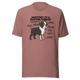Boston Terrier Anatomy Illustrated Unisex T-Shirt . Heather Mauve