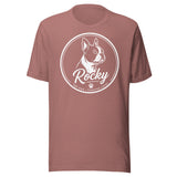 Personalized Dog Silhouette Unisex T-Shirt with Custom Name & Tagline . Heather Mauve