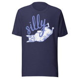 Silly Boston Terrier Dog Upside Down Unisex T-Shirt . Heather Midnight Navy