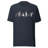 4 Boston Terrier Poses Unisex T-Shirt . Heather Navy