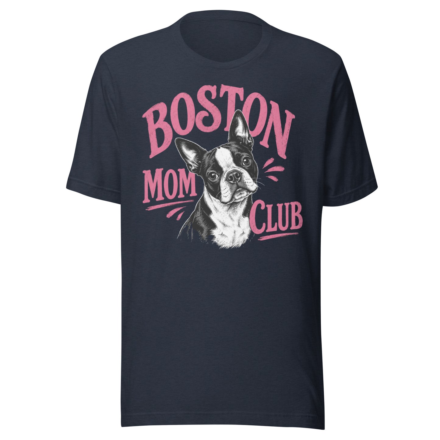 Boston Mom Club T-Shirt . Heather Navy