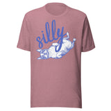 Silly Boston Terrier Dog Upside Down Unisex T-Shirt . Heather Orchid