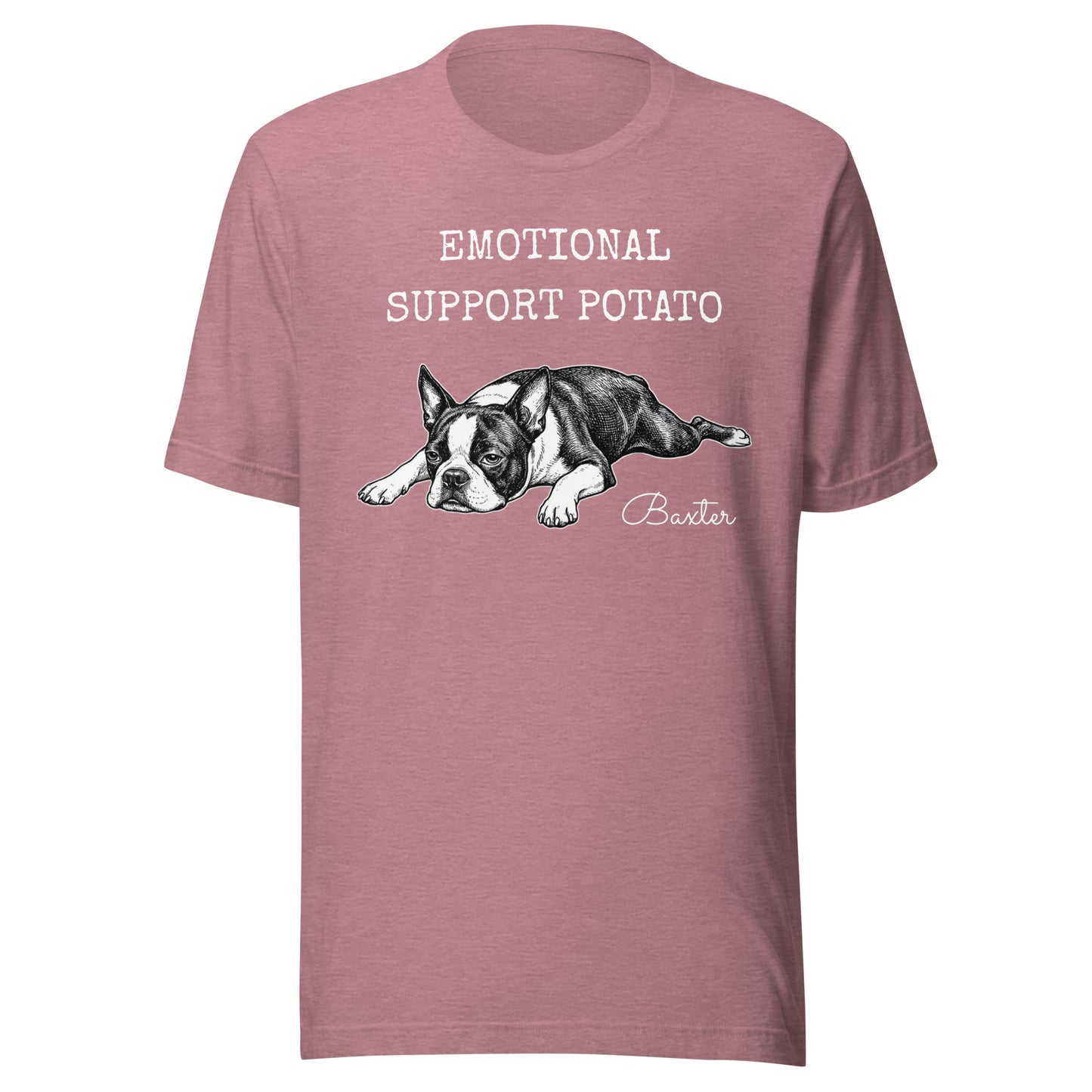 Emotional Support Potato Boston Terrier Dog Unisex T-Shirt . Heather Orchid