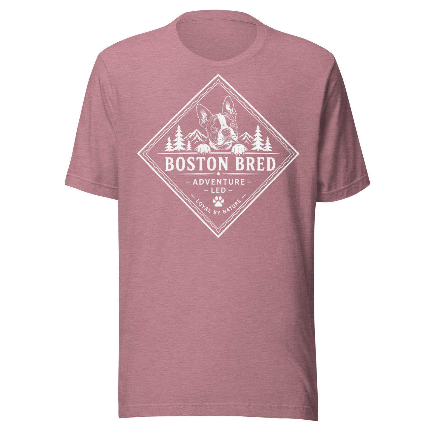 Boston Bred Adventure Led – Outdoor And Hiking Dog Lover Unisex T-Shirt . Heather Orchid