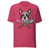Baseball Drip Boston Terrier Dog Unisex T-Shirt . Heather Raspberry