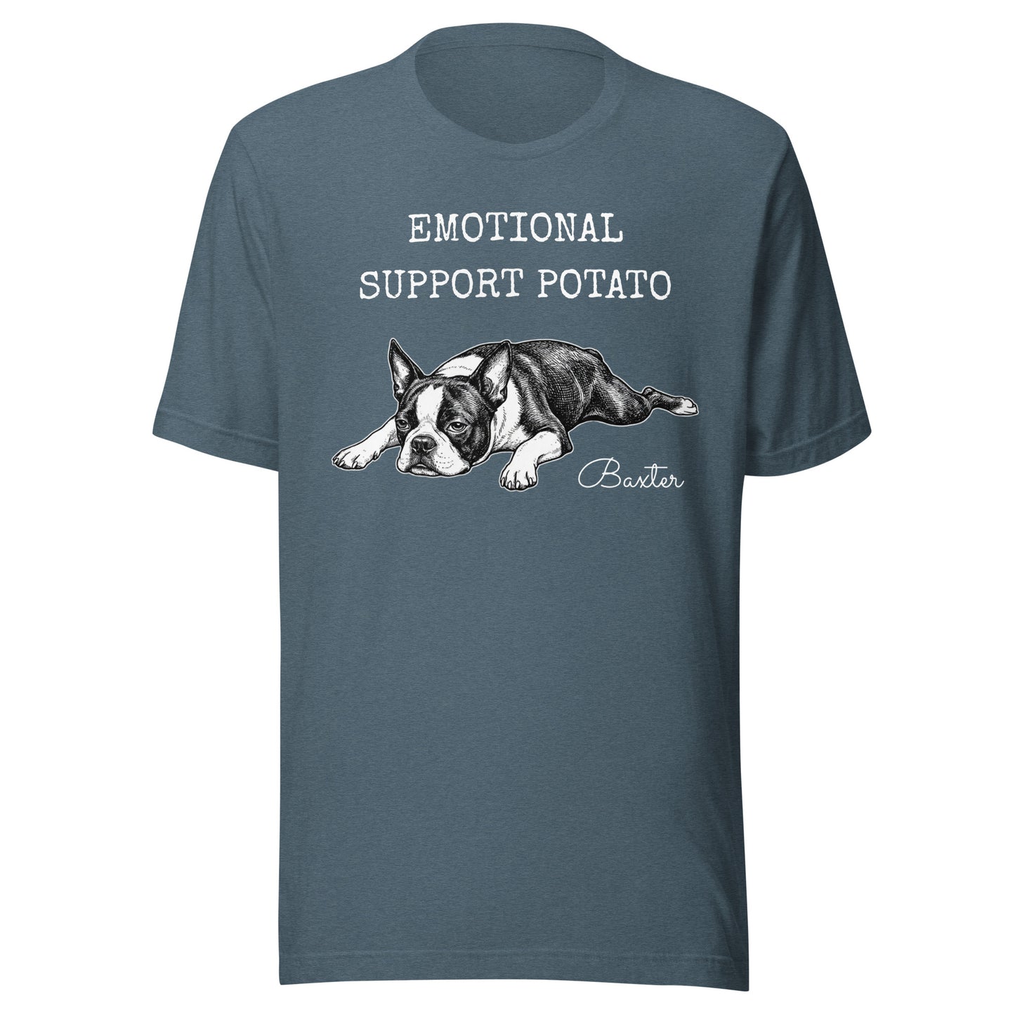 Emotional Support Potato Boston Terrier Dog Unisex T-Shirt . Heather Slate