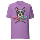 Baseball Drip Boston Terrier Dog Unisex T-Shirt . Heather Team Purple