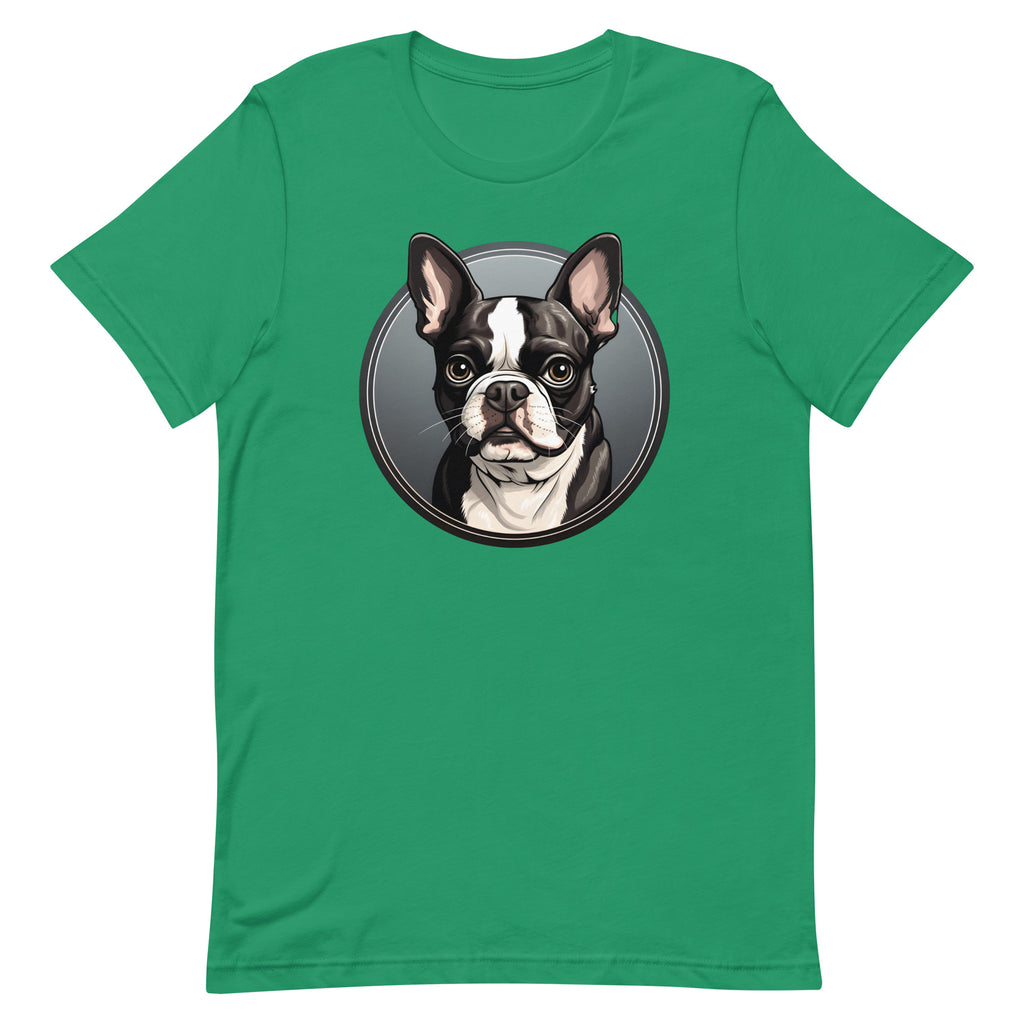 Cartoon Boston Terrier Dog Portrait Unisex T-Shirt