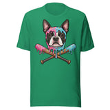 Baseball Drip Boston Terrier Dog Unisex T-Shirt . Kelly