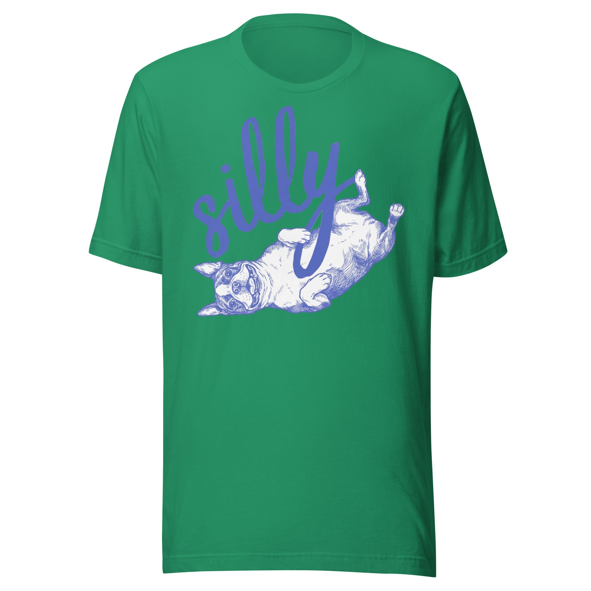 Silly Boston Terrier Dog Upside Down Unisex T-Shirt . Kelly