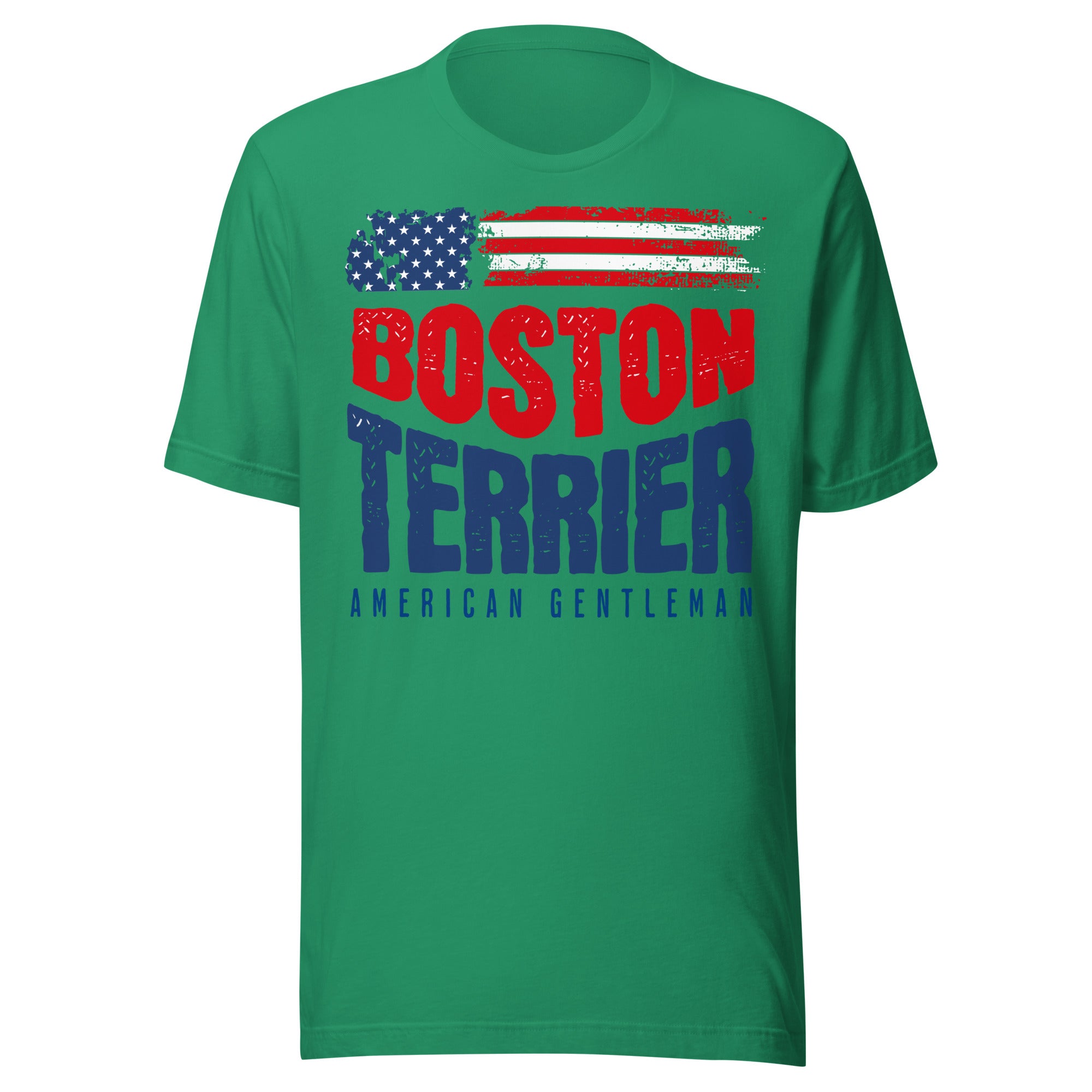 Boston Terrier American Flag Unisex T-Shirt – 4th of July Patriotic Dog Tee | USA 250th Birthday Shirt . Kelly