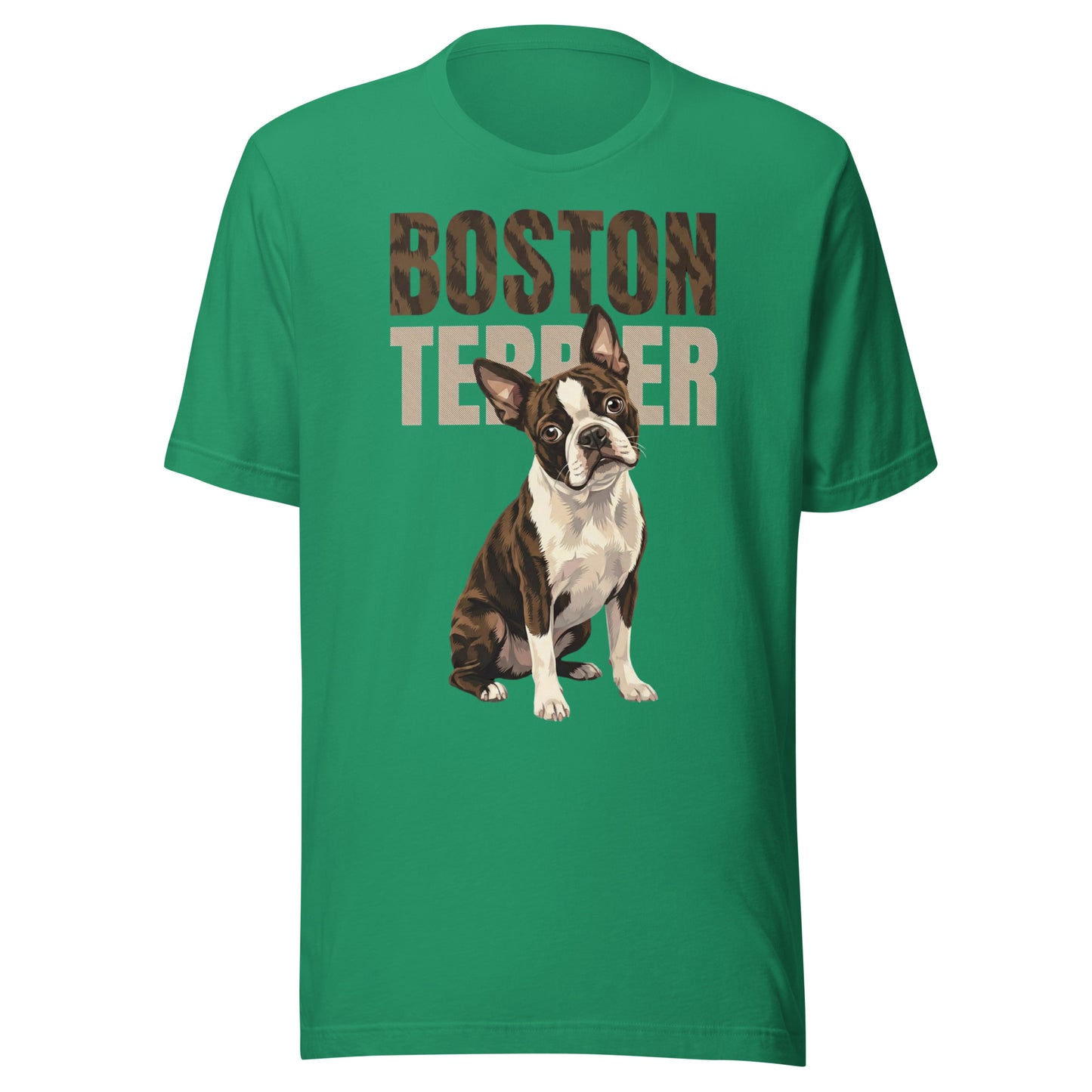 Brindle Boston Terrier Dog Unisex T-Shirt . Kelly