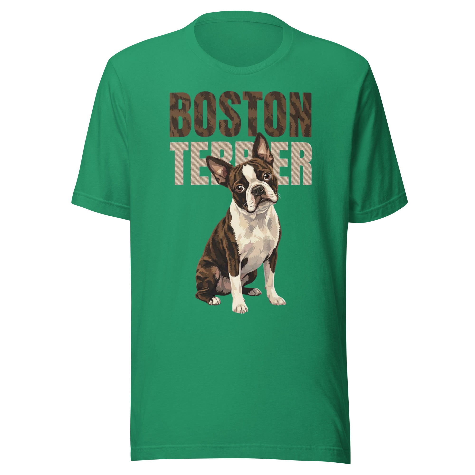 Brindle Boston Terrier Dog Unisex T-Shirt . Kelly