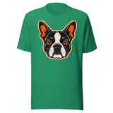Halloween Boston Terrier Face Unisex T-Shirt . Kelly