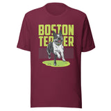 Happy Boston Terrier T-Shirt . Maroon