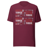 Boston Terrier Word Collage Unisex T-Shirt – Dog Lover Typography Art . Maroon