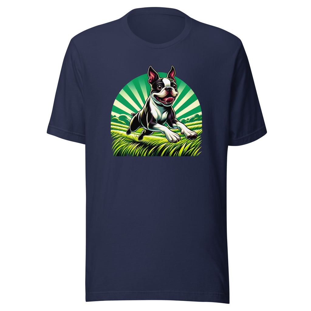 Boston Terrier Dog Running Free Unisex T-Shirt