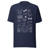 Boston Terrier Doodle Dog Lover Unisex T-Shirt . Navy