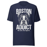 Boston Addict (No Cure. No Regrets.) Unisex T-Shirt . Navy