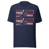 Boston Terrier Word Collage Unisex T-Shirt – Dog Lover Typography Art . Navy