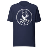 Personalized Dog Silhouette Unisex T-Shirt with Custom Name & Tagline . Navy