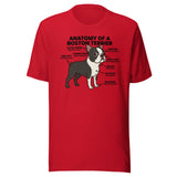 Boston Terrier Anatomy Illustrated Unisex T-Shirt . Red