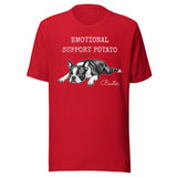 Emotional Support Potato Boston Terrier Dog Unisex T-Shirt . Red