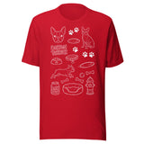 Boston Terrier Doodle Dog Lover Unisex T-Shirt . Red