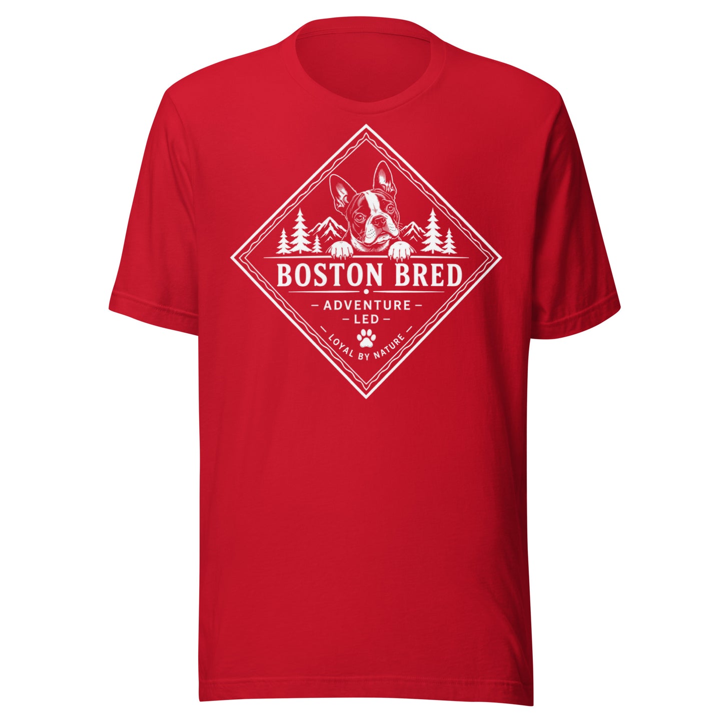 Boston Bred Adventure Led – Outdoor And Hiking Dog Lover Unisex T-Shirt . Red