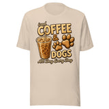 Iced Coffee & Dogs All Day Every Day Unisex T-Shirt - Funny Dog Lover Tee . Soft Cream