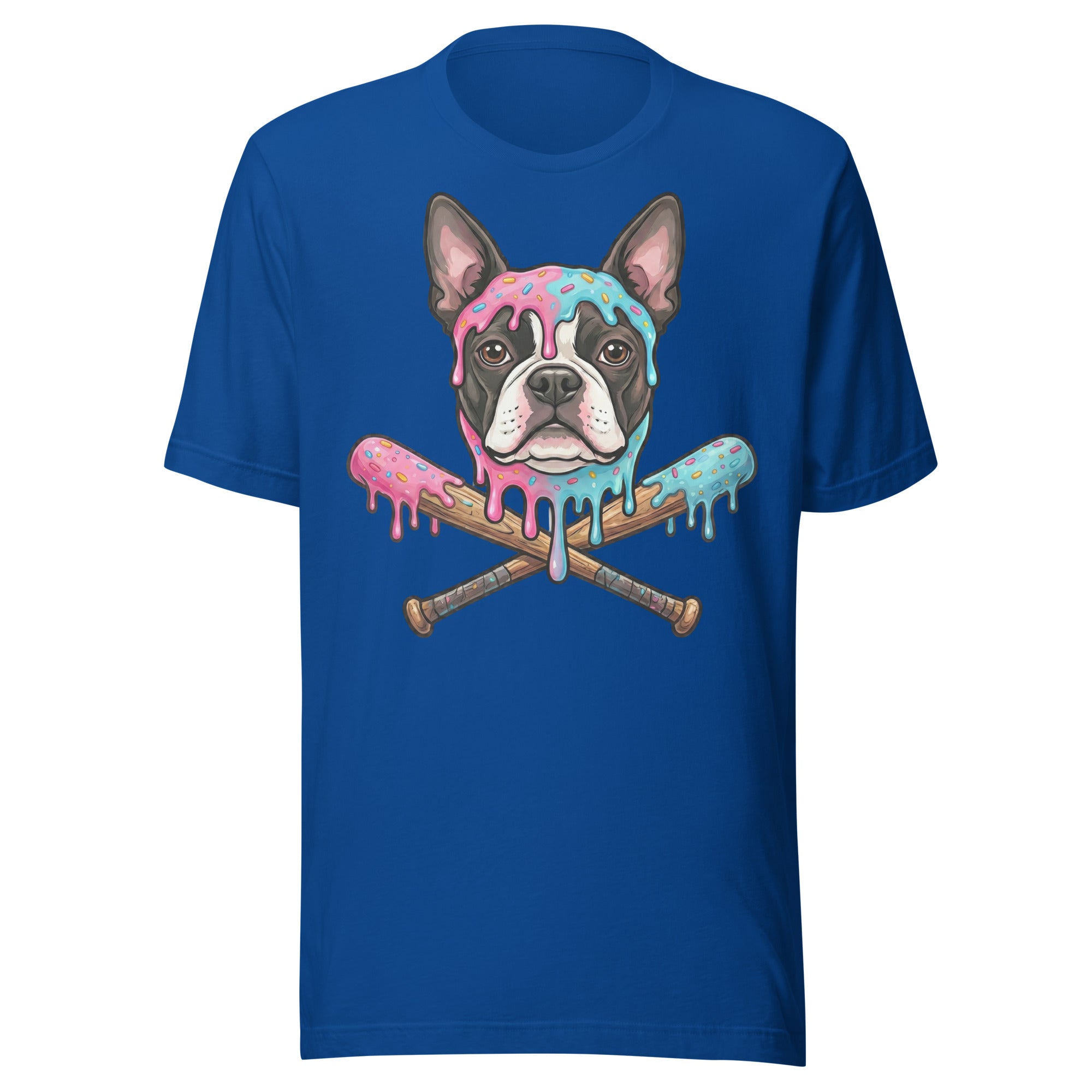 Baseball Drip Boston Terrier Dog Unisex T-Shirt . True Royal