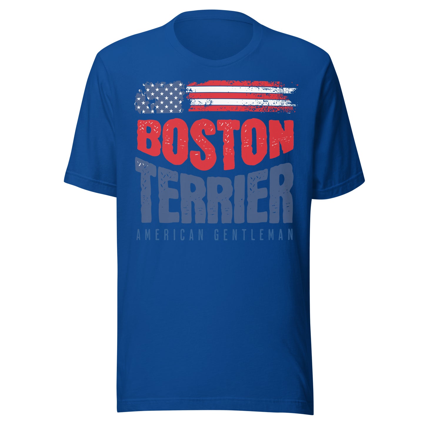 Boston Terrier American Flag Unisex T-Shirt – 4th of July Patriotic Dog Tee | USA 250th Birthday Shirt . True Royal