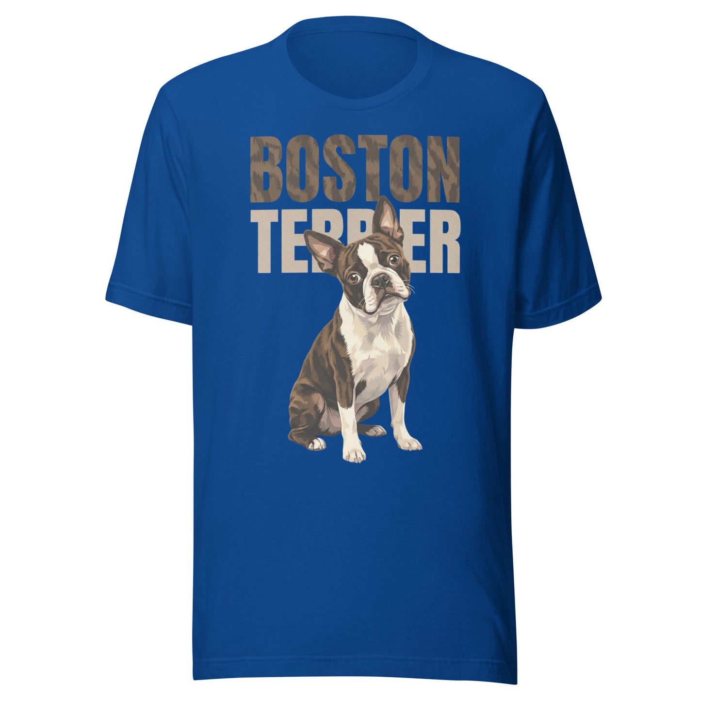 Brindle Boston Terrier Dog Unisex T-Shirt . True Royal