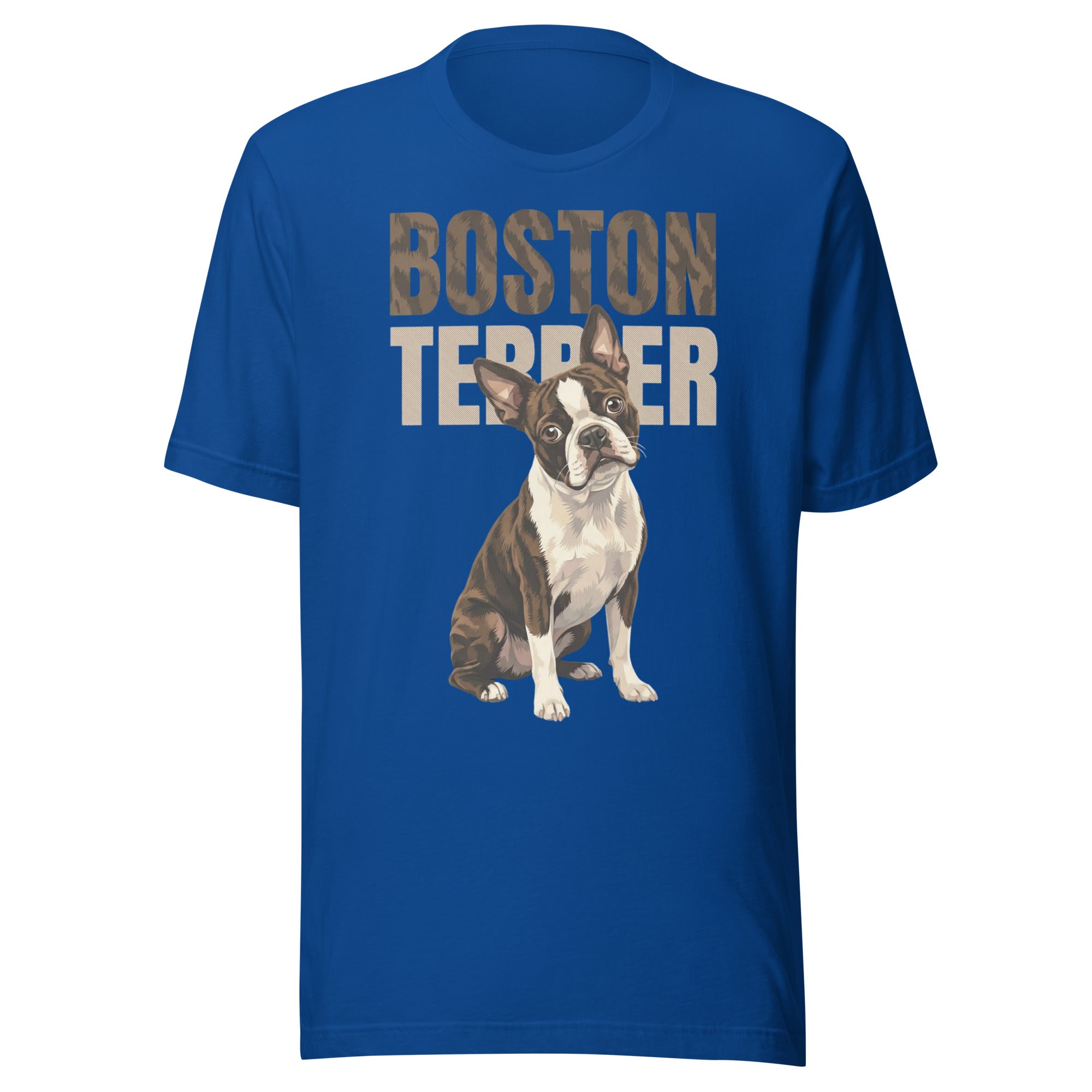 Brindle Boston Terrier Dog Unisex T-Shirt . True Royal